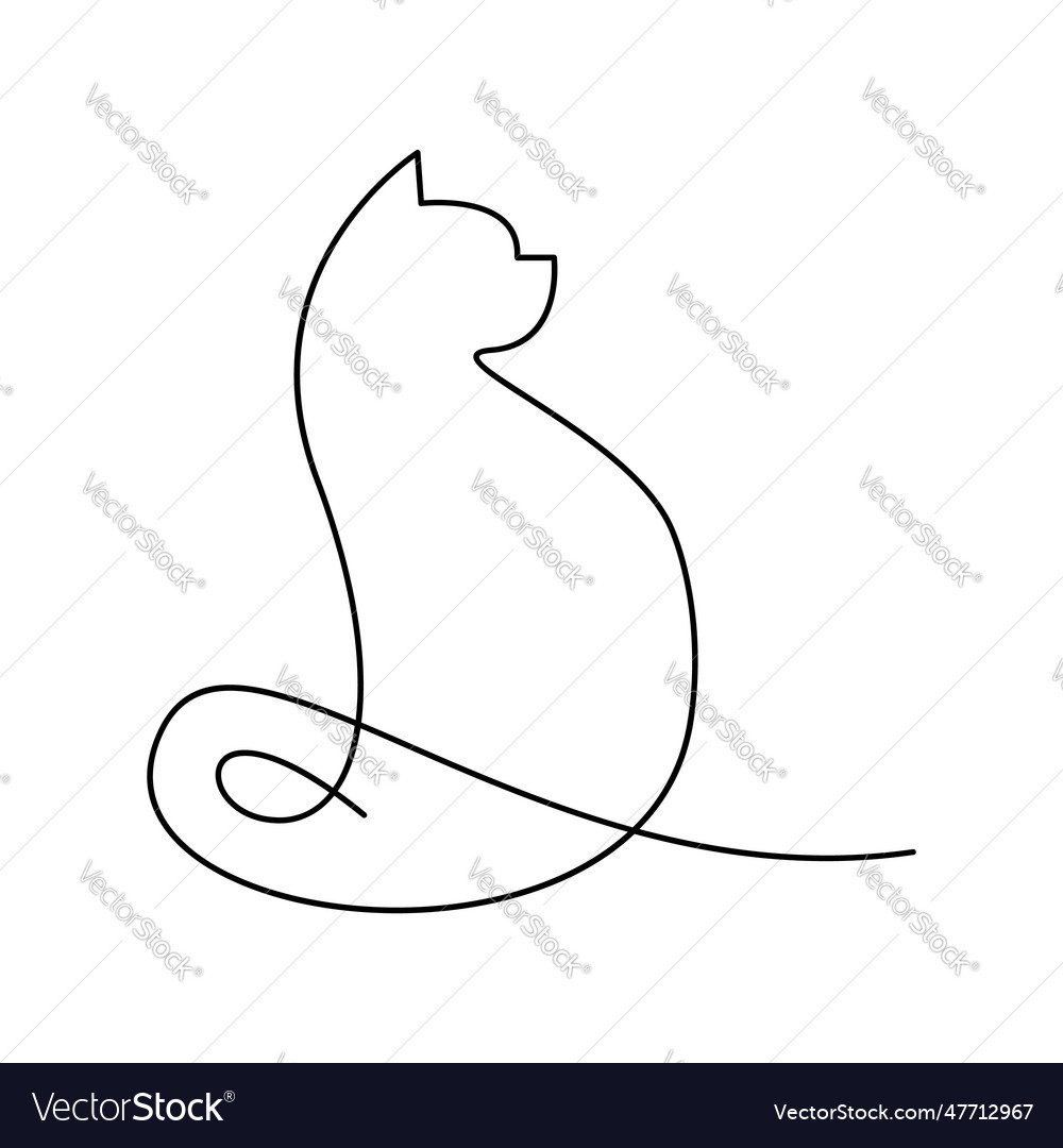 Cat Single Line Logo Icon Design Royalty Free Vector Image