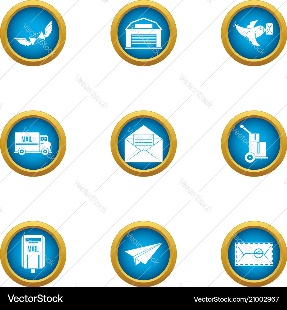 Coat of mail icons set flat style Royalty Free Vector Image
