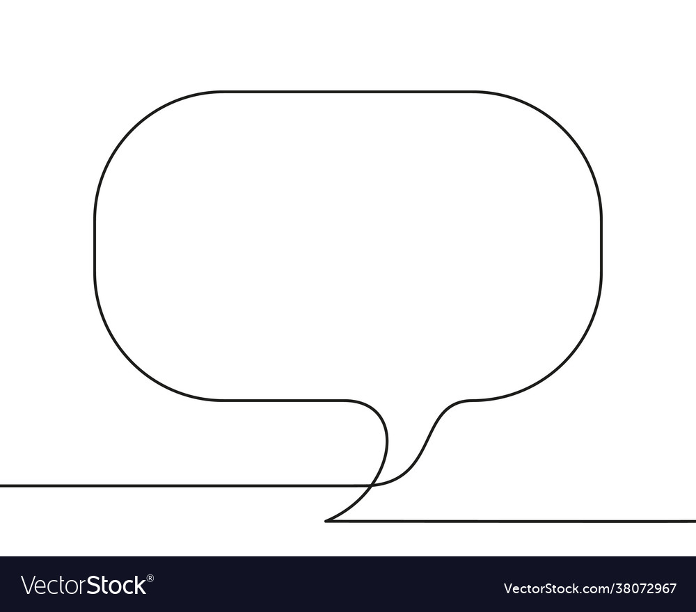 Continuous line drawing speech bubble black Vector Image