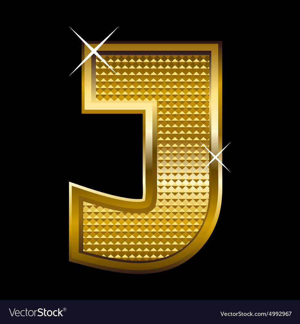 Golden font type letter j Royalty Free Vector Image