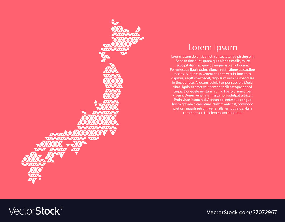 Japan map abstract schematic from white