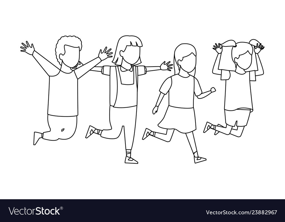 Black And White Clip Art Of Kids Playing