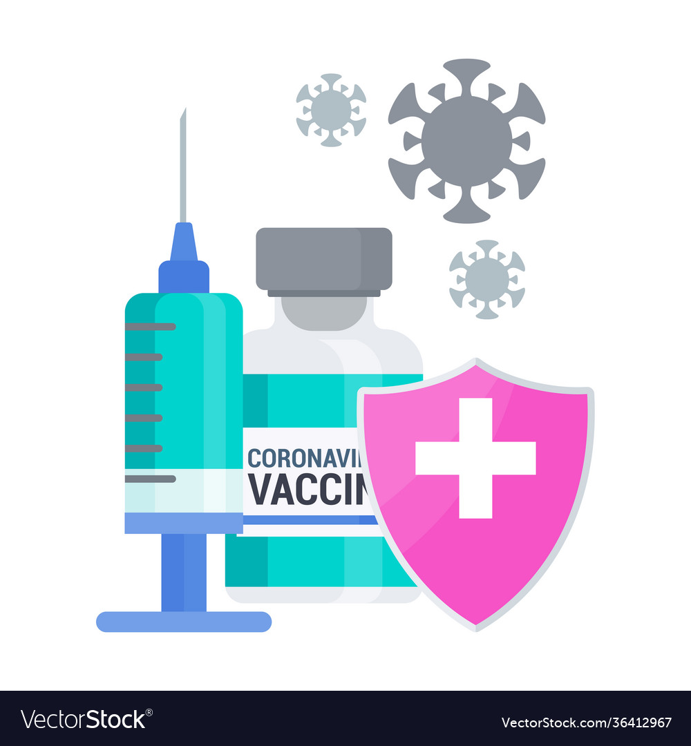 Vaccination icon syringe and dose vaccine Vector Image