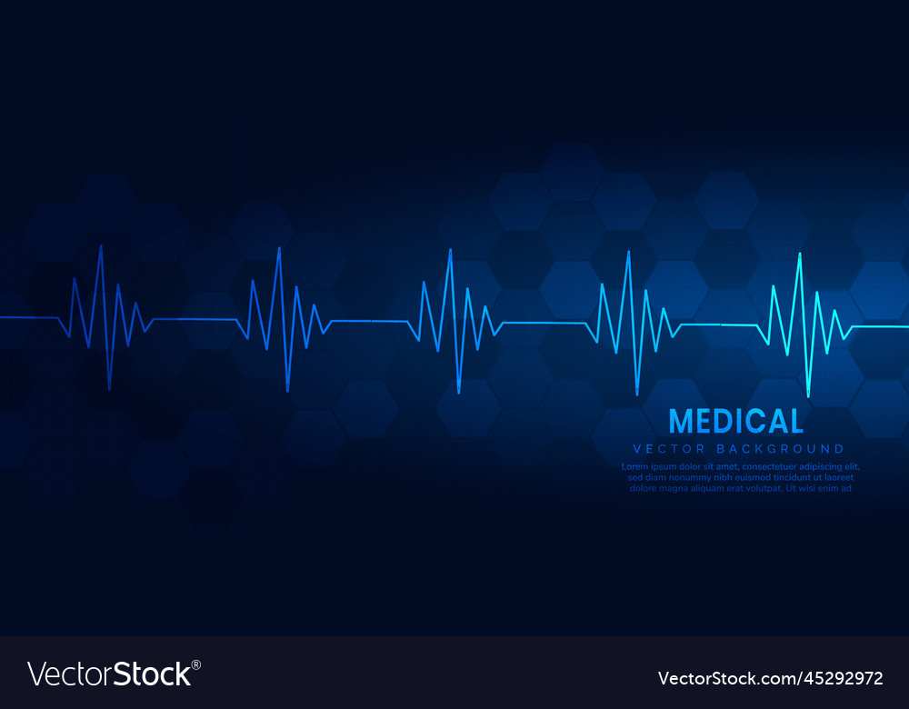 Abstract Blue Heart Pulse Monitor On Hexagon Vector Image 4611