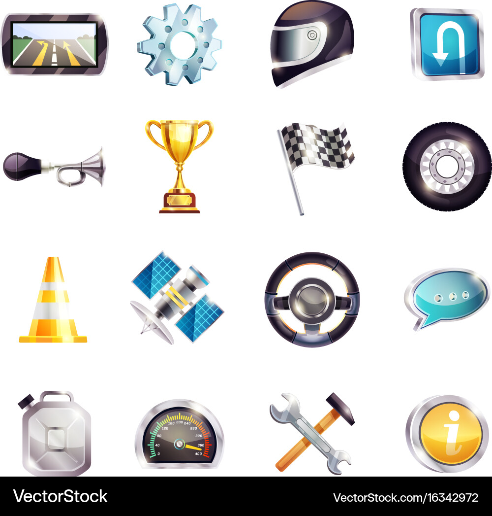 Auto racing elements set Royalty Free Vector Image