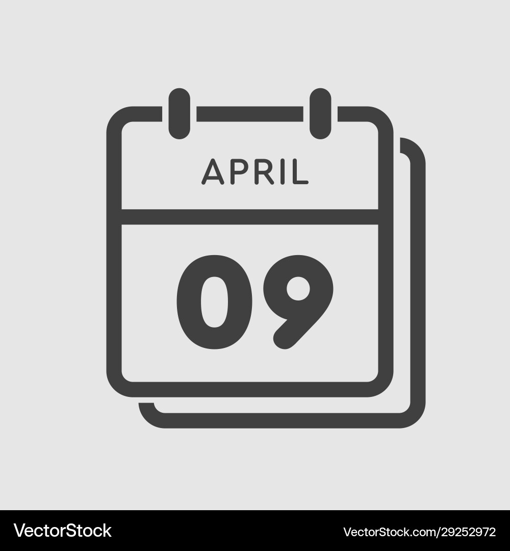 Calendar day 9 april days year Royalty Free Vector Image
