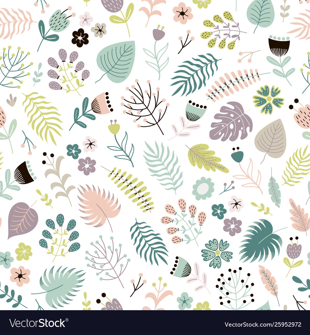 Floral seamless pattern with flowers plants vector image Floral seamless pattern with flowers plants