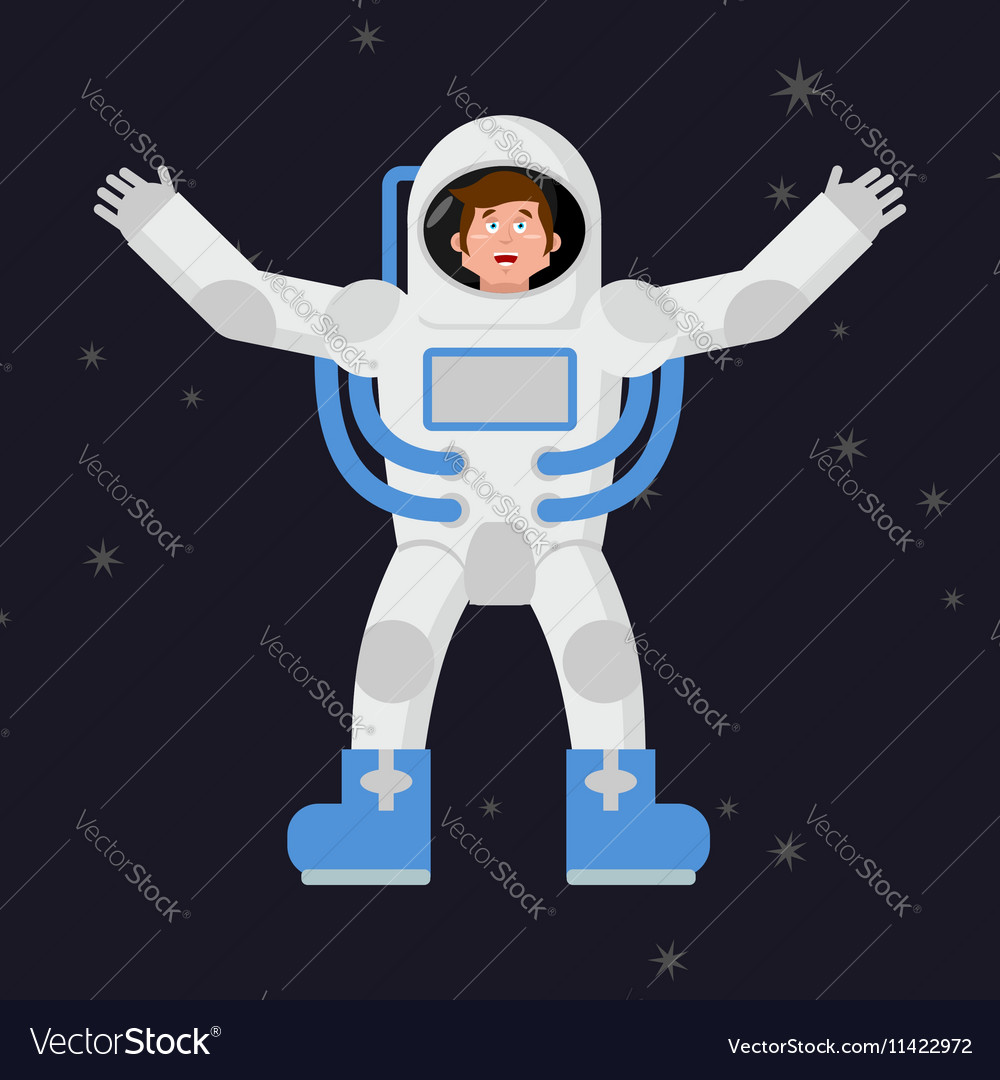 Happy astronaut in outer space good cheerful Vector Image