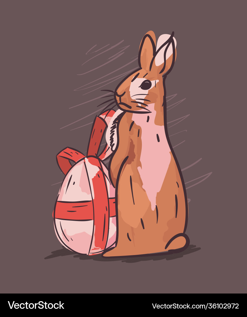 Happy easter cute rabbit with egg design Vector Image