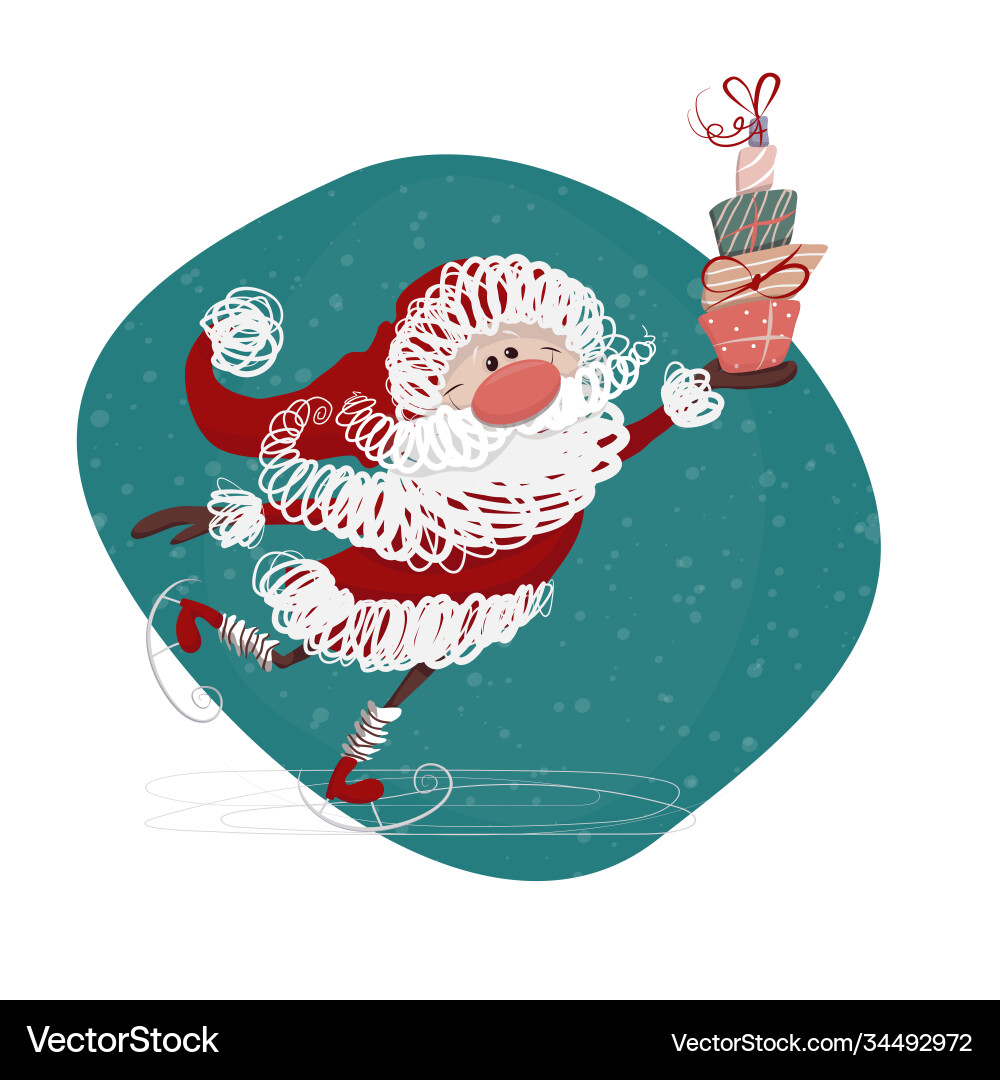 Santa skating Royalty Free Vector Image - VectorStock