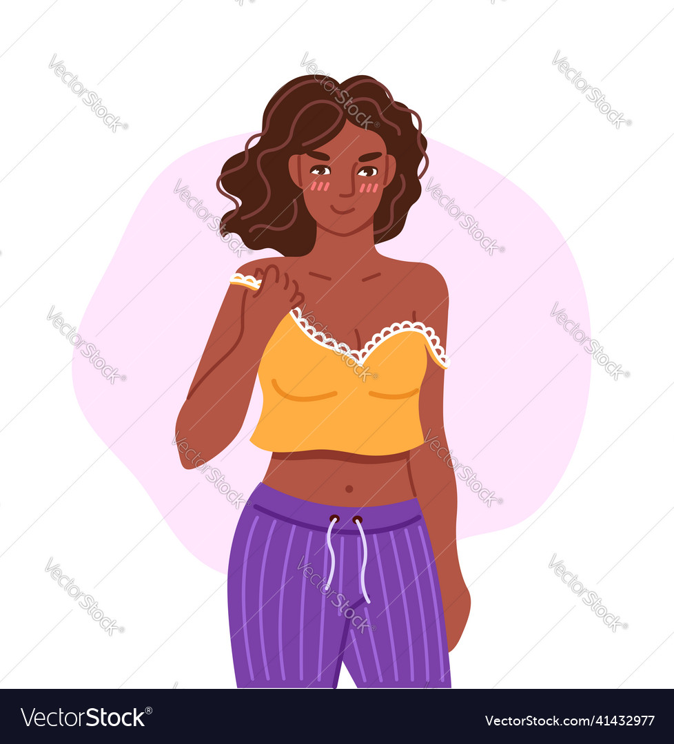 Black woman wearing pajamas demonstrating sexual