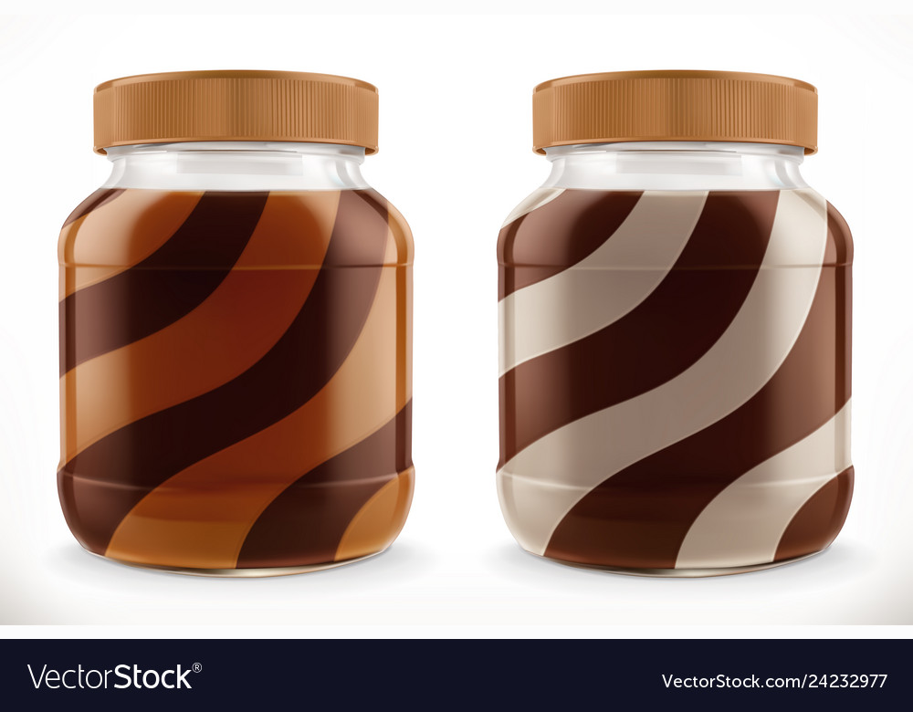 Chocolate swirl duo spread in glass jar 3d Vector Image