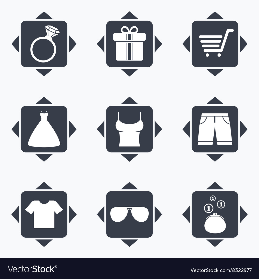 Clothes accessories icons shopping signs