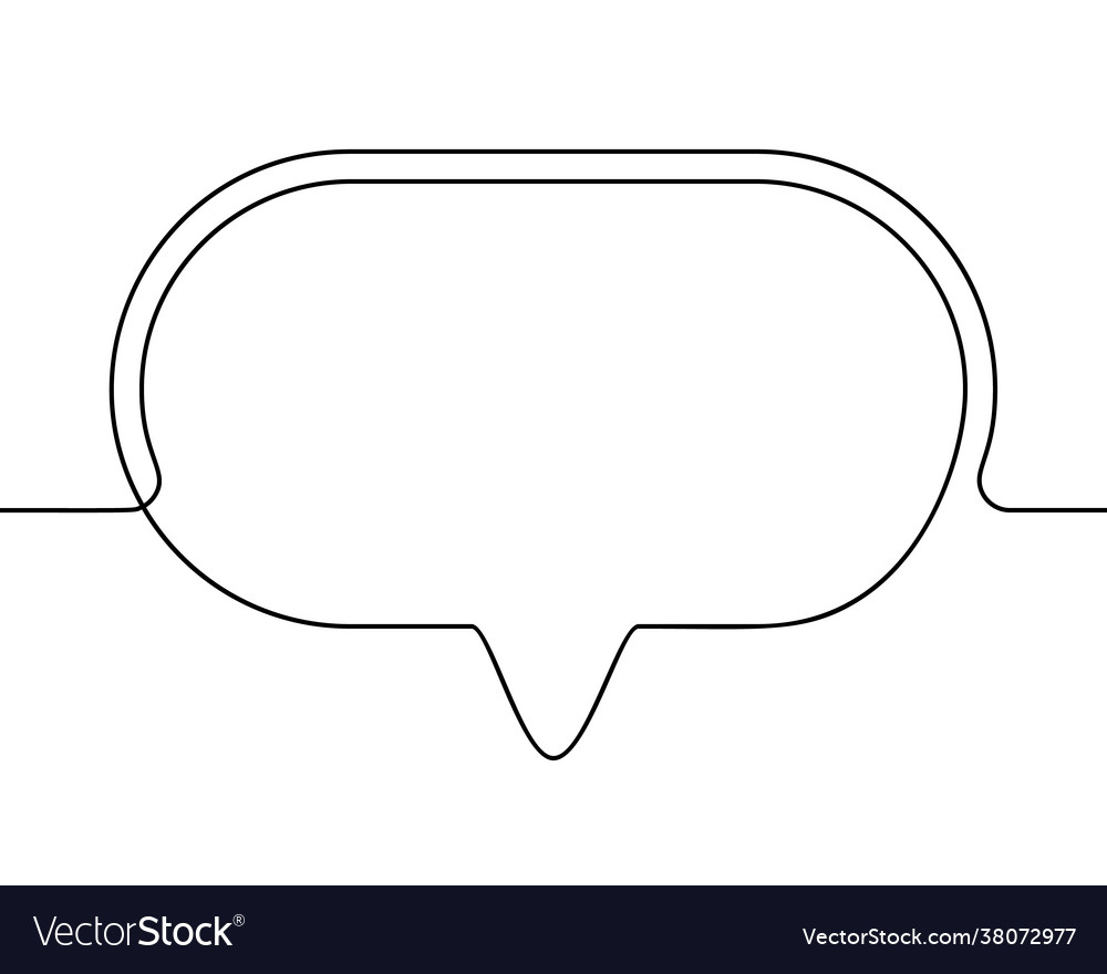 Continuous line drawing speech bubble black Vector Image