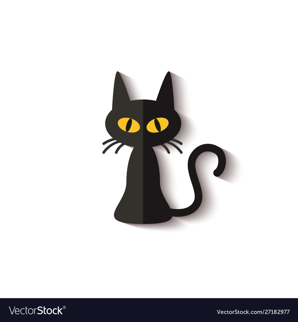 Black cat icon flat Royalty Free Vector Image - VectorStock