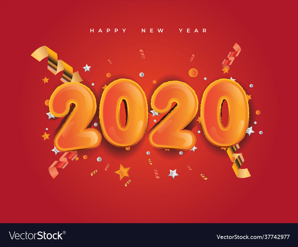 New year 2020 with golden numbers festival Vector Image