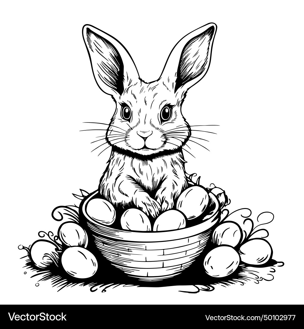Rabbit with easter eggs Royalty Free Vector Image