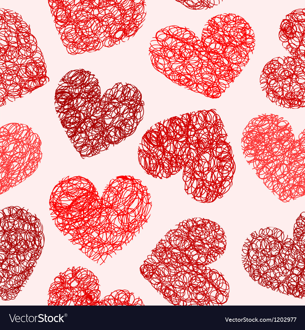 Seamless pattern with sketchy hearts Royalty Free Vector
