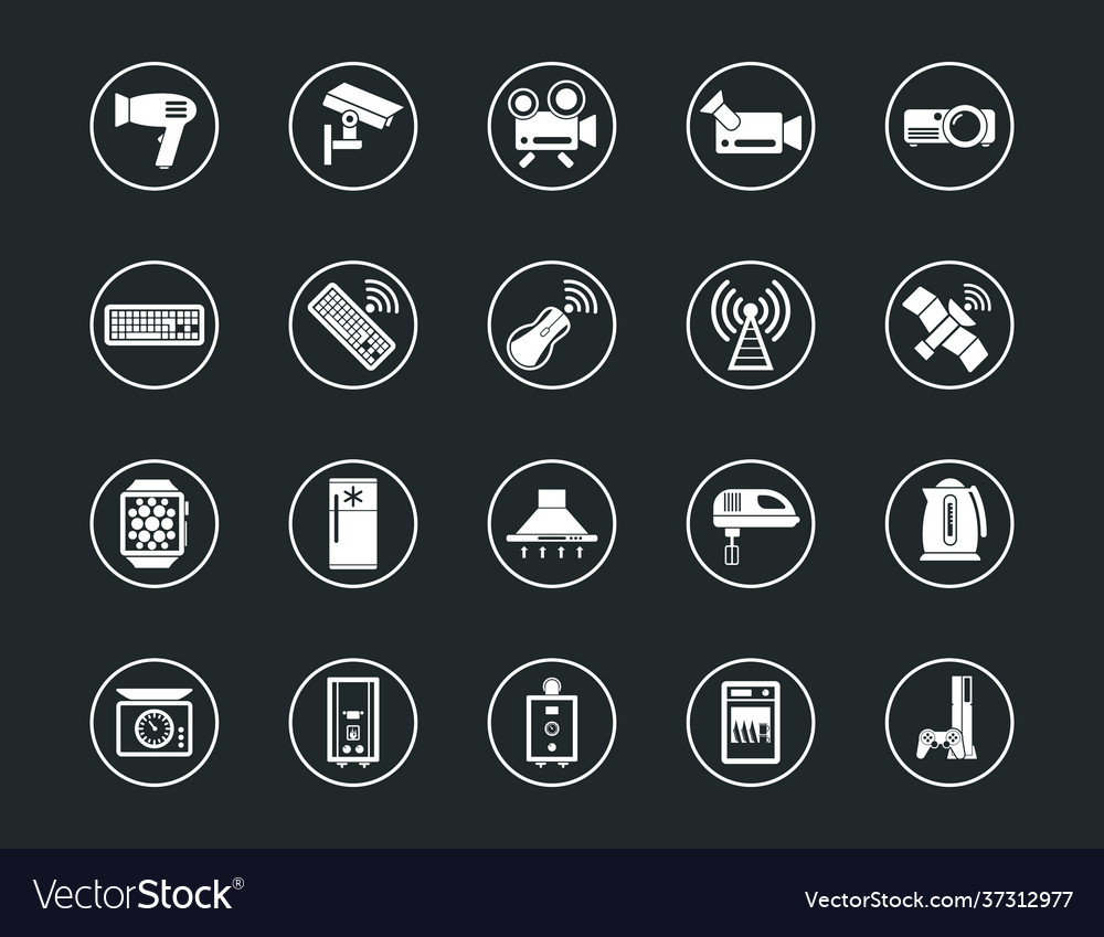 Set icons in flat design technology smart city