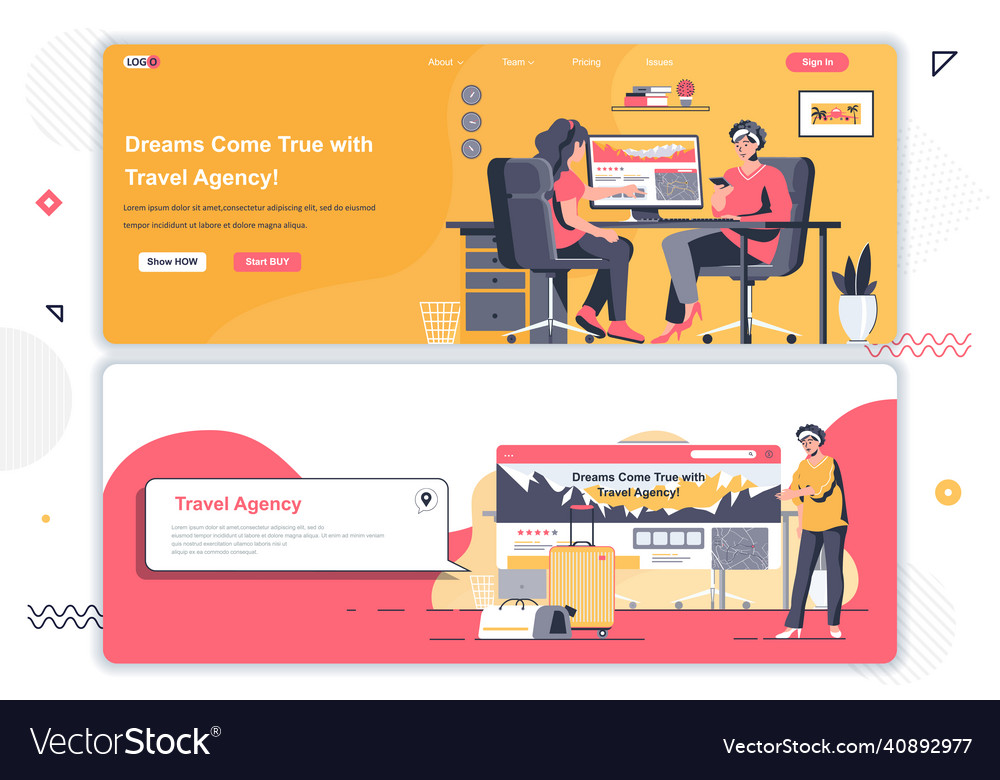 Travel vacation landing pages set Royalty Free Vector Image