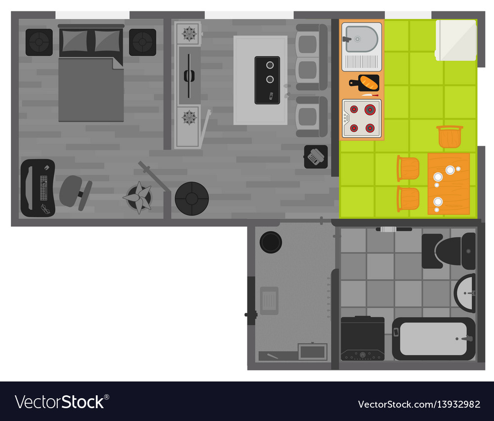 Concept interior flat design on top view vector image Concept interior flat design on top view
