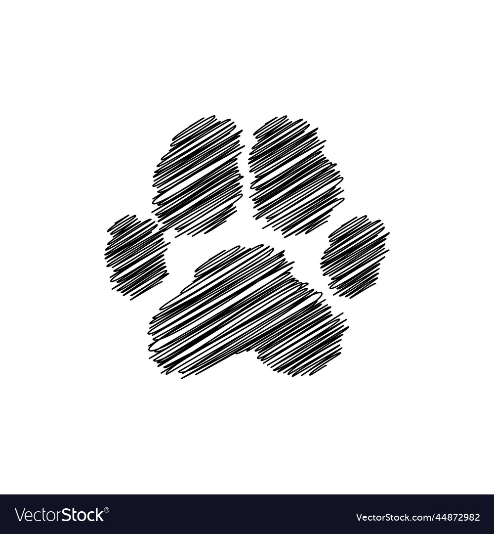 Dog Paw Print Scribble Drawing Royalty Free Vector Image