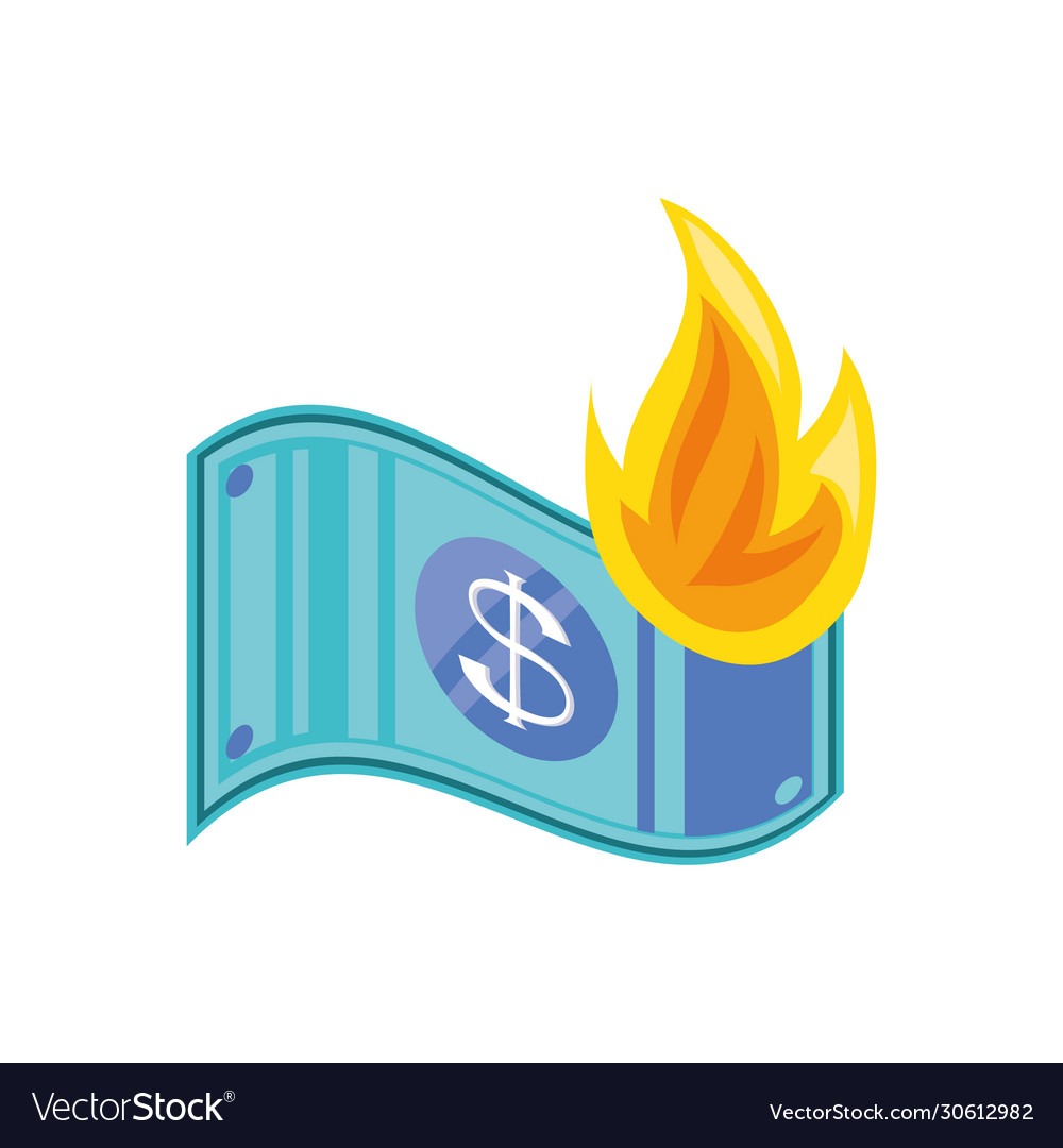 Dollar burning on white background