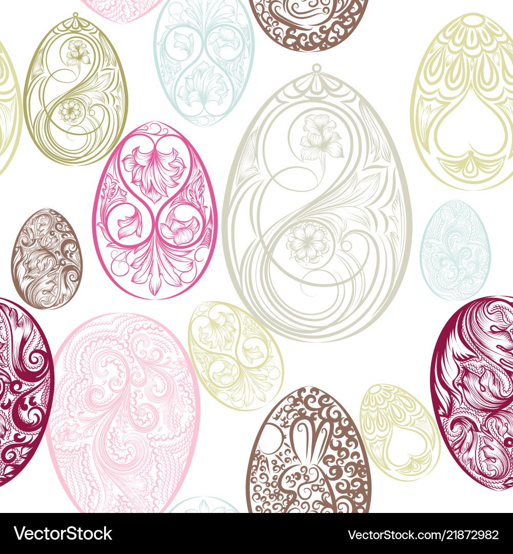 Easter seamless pattern with eggs from swirls Vector Image