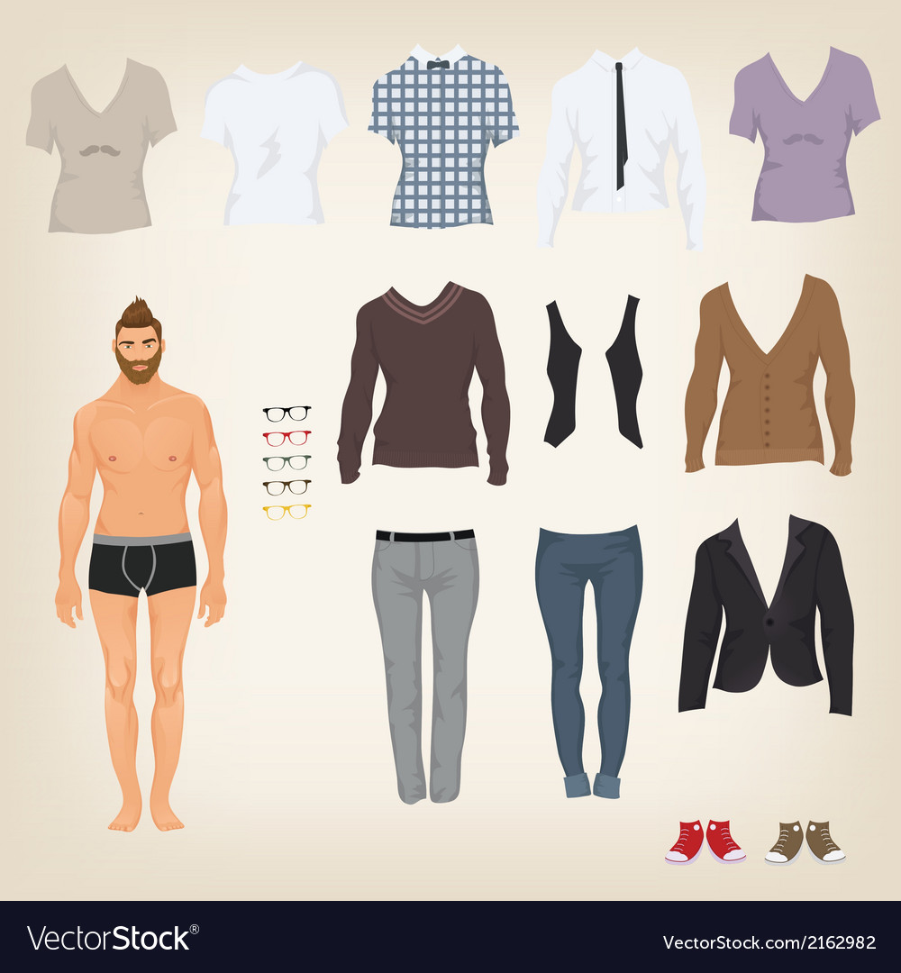 Hipster dress up doll with an assortment of Vector Image