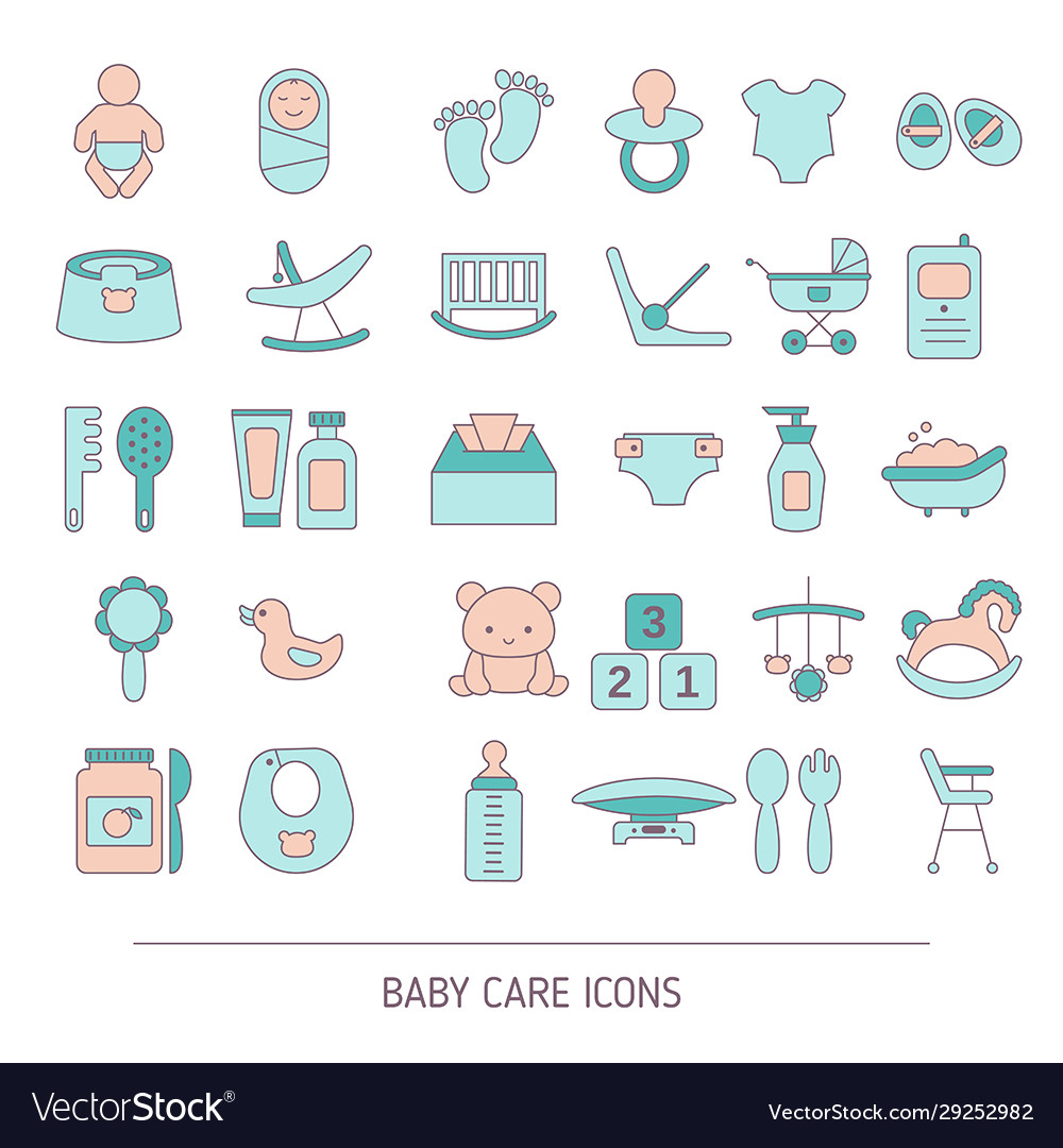 Set baby care icons