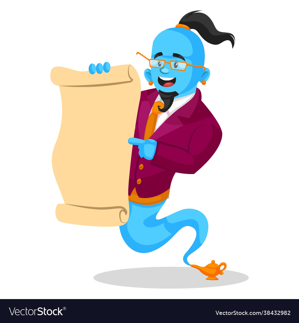 Smart genie cartoon character Royalty Free Vector Image Smart genie cartoon character Royalty Free Vector Image
