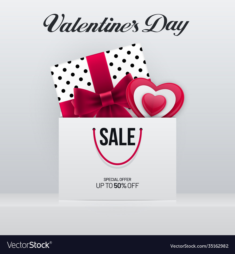 Valentines day sale poster design with gift box