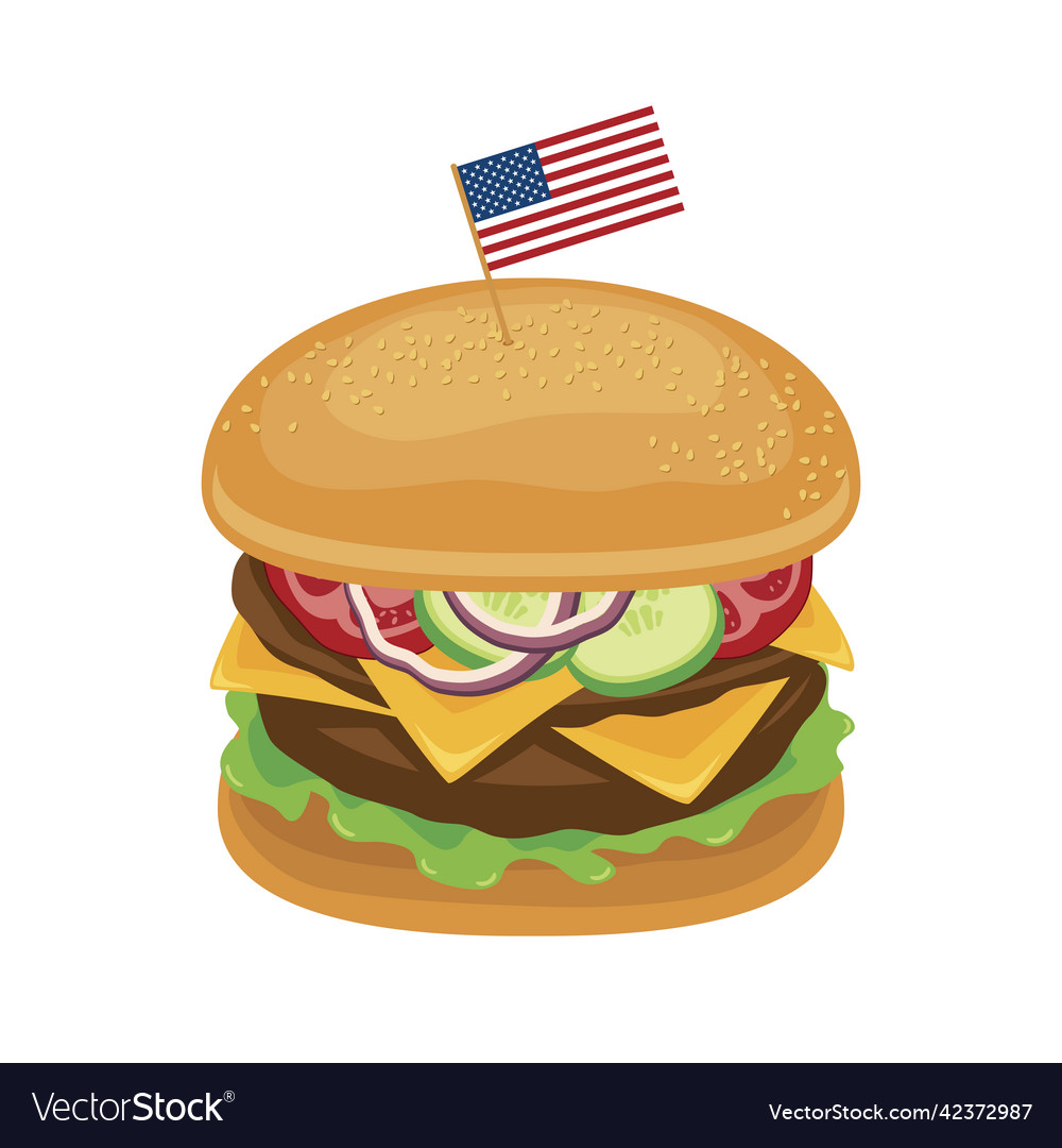 American hamburger with meat and cheese Royalty Free Vector