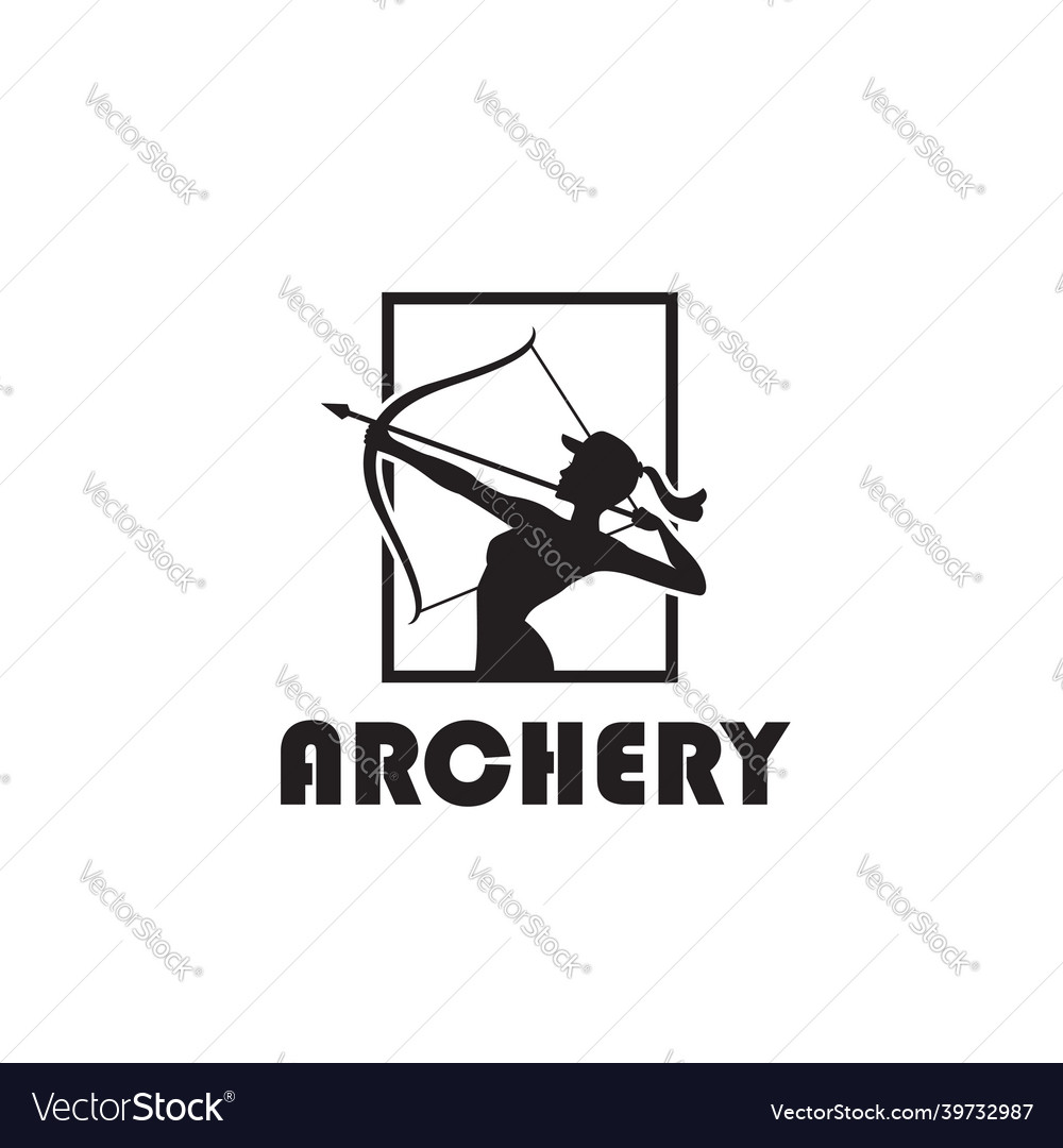 Archering girl emblem Royalty Free Vector Image