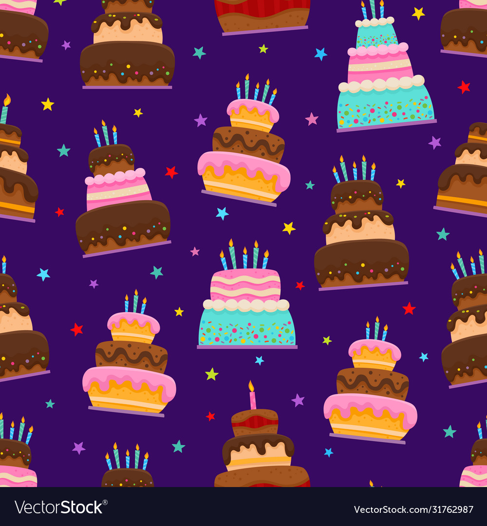 Birthday party cartoon seamless pattern isolated