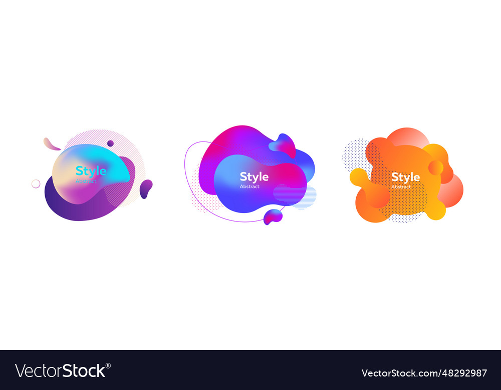Collection of isolated abstract shapes with neon Vector Image