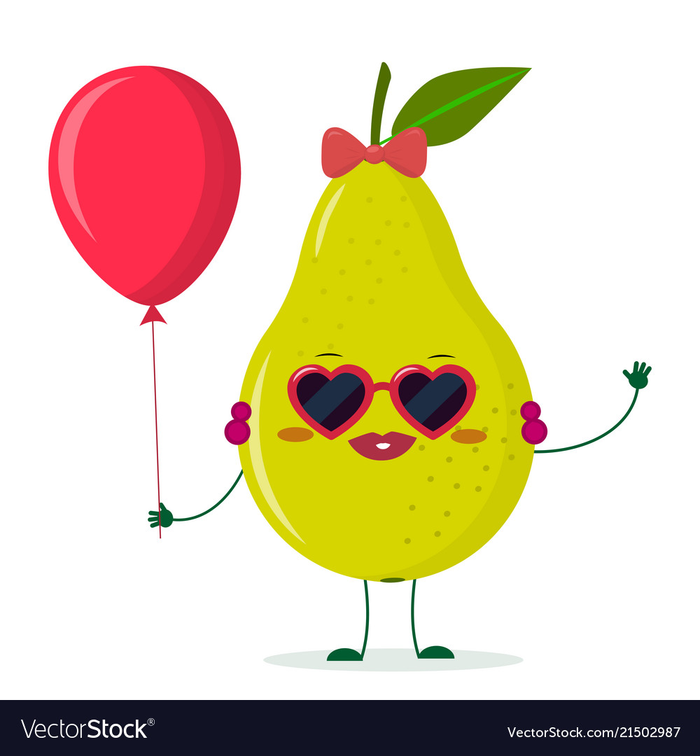 Cute pear green cartoon character sunglasses Vector Image