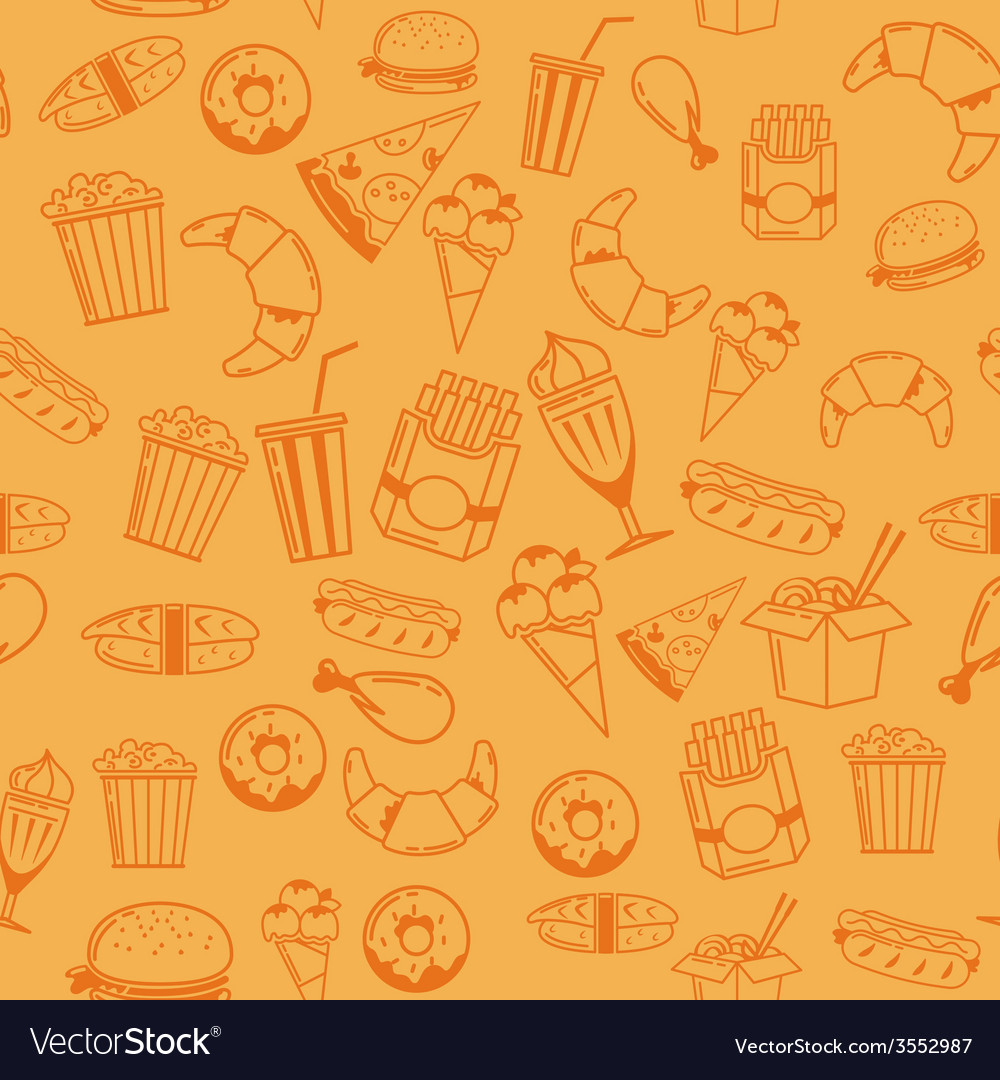 Fast Food seamless pattern for web menu cafe and Vector Image