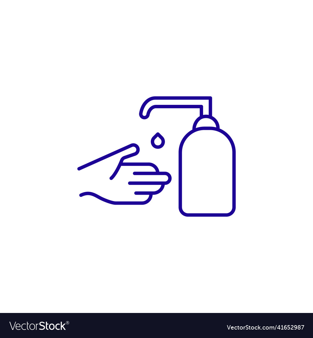 Hand gel disinfect alcohol soap line icon wach