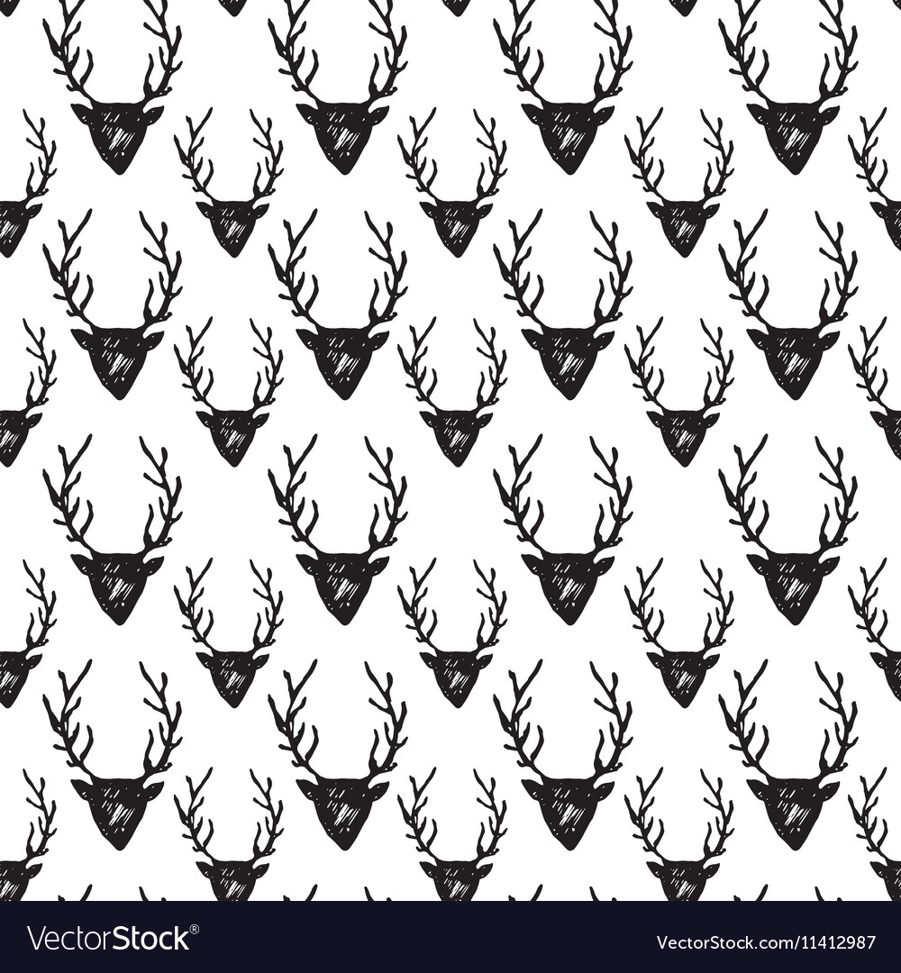 Seamless pattern with hand drawn deers Royalty Free Vector