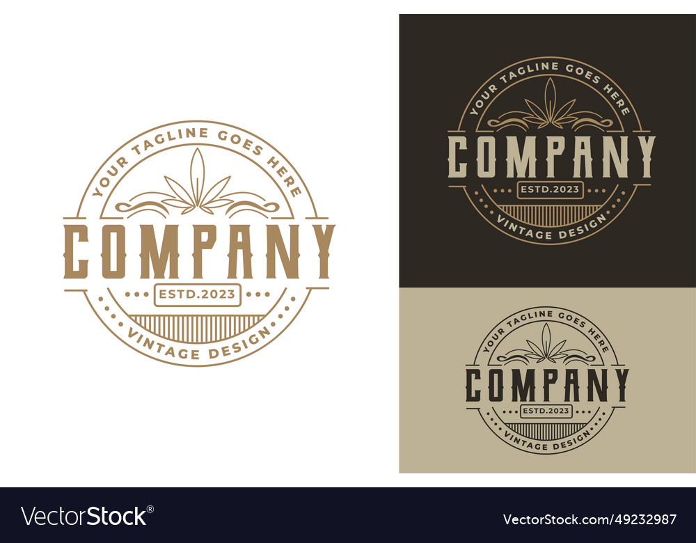 Vintage retro classic cannabis style badge design Vector Image