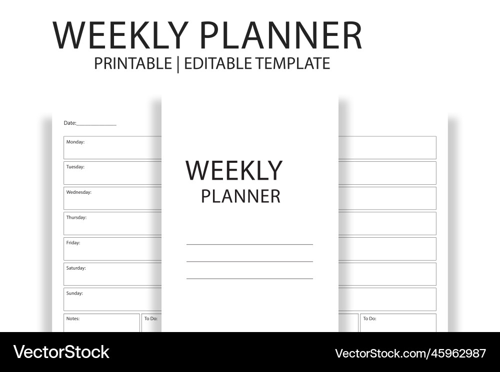 Weekly planner kdp interior Royalty Free Vector Image