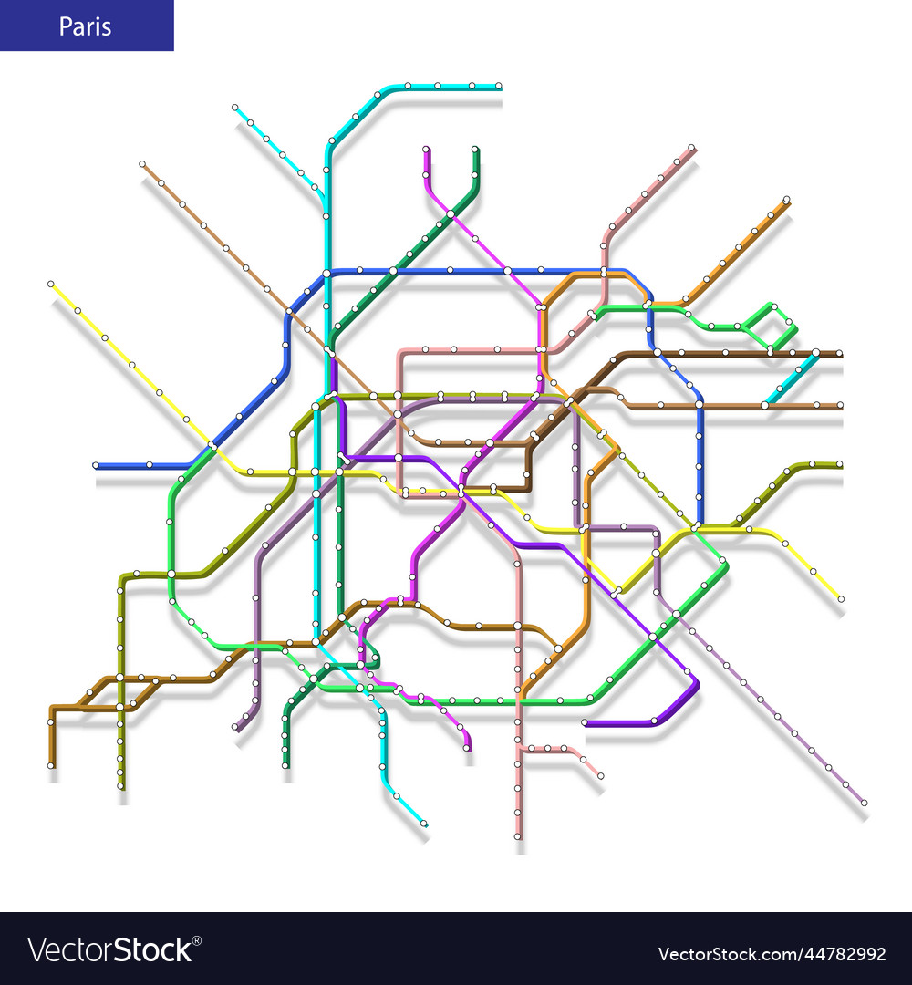 3d isometric map of the paris metro subway Vector Image