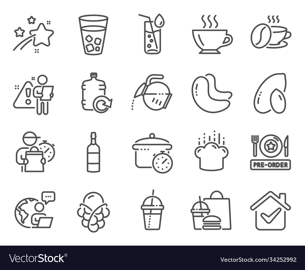 Food and drink icons set included icon as coffee