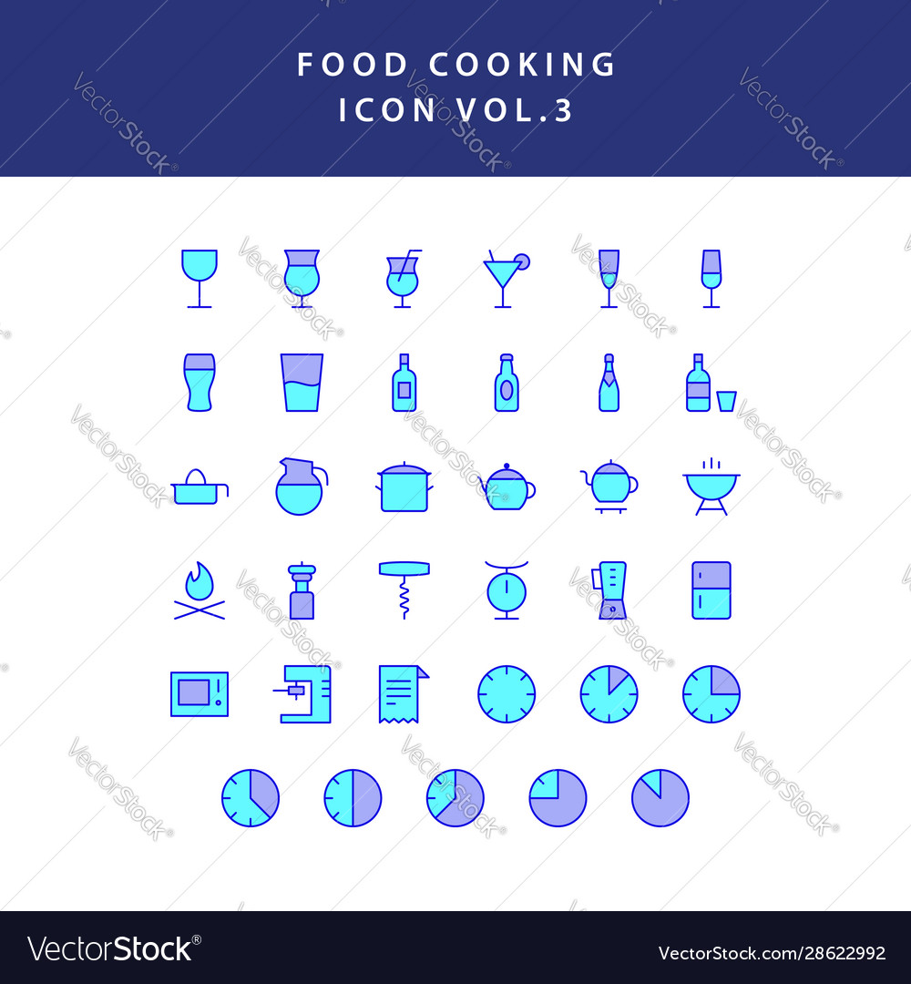 Food cooking icon set filled outline vol 3