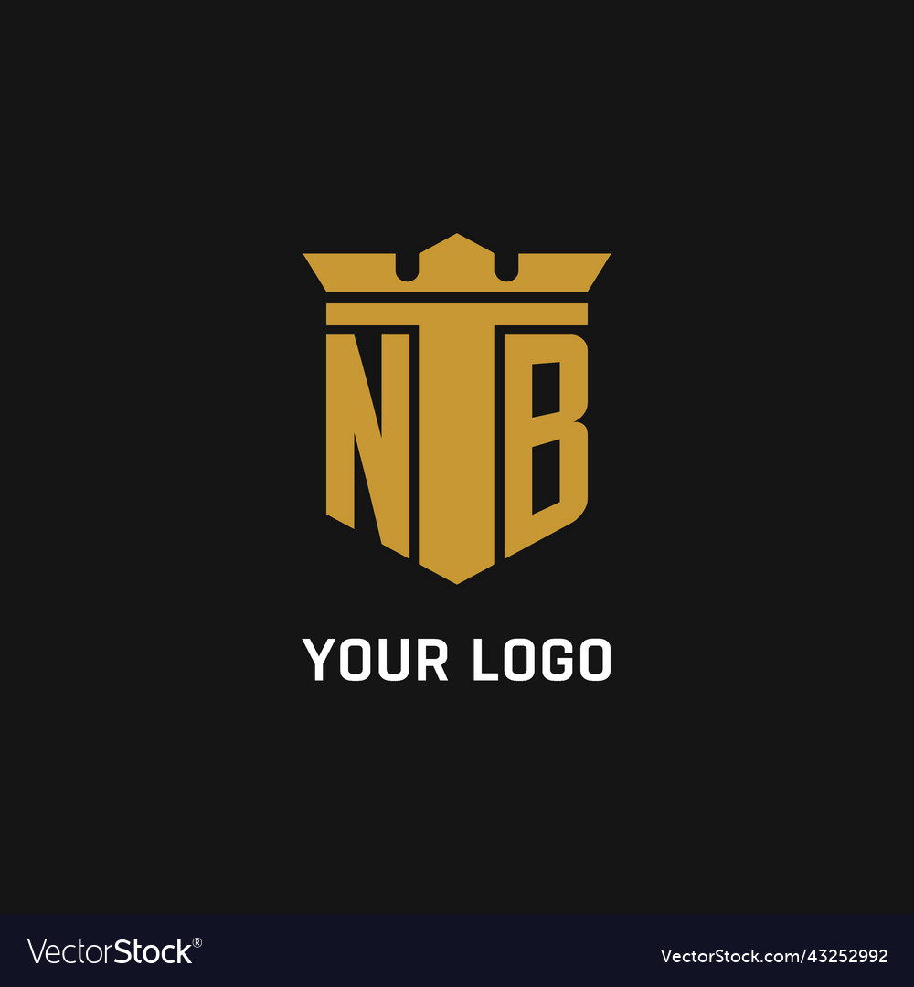 Nb initial logo with shield and crown style Vector Image