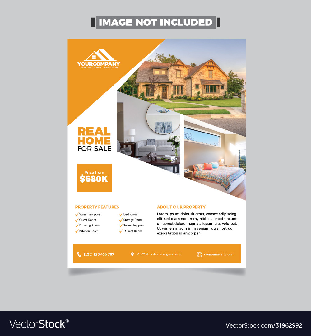 Real estate flyer template Royalty Free Vector Image Regarding Realtor Flyer Template