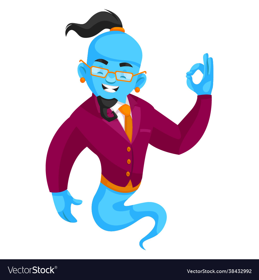 Smart genie cartoon character Royalty Free Vector Image Smart genie cartoon character Royalty Free Vector Image