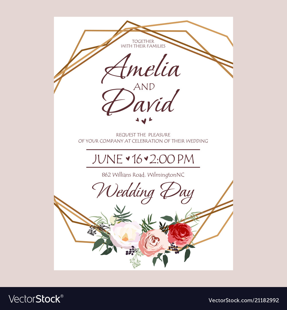 Download Wedding invitation floral invite card design Vector Image