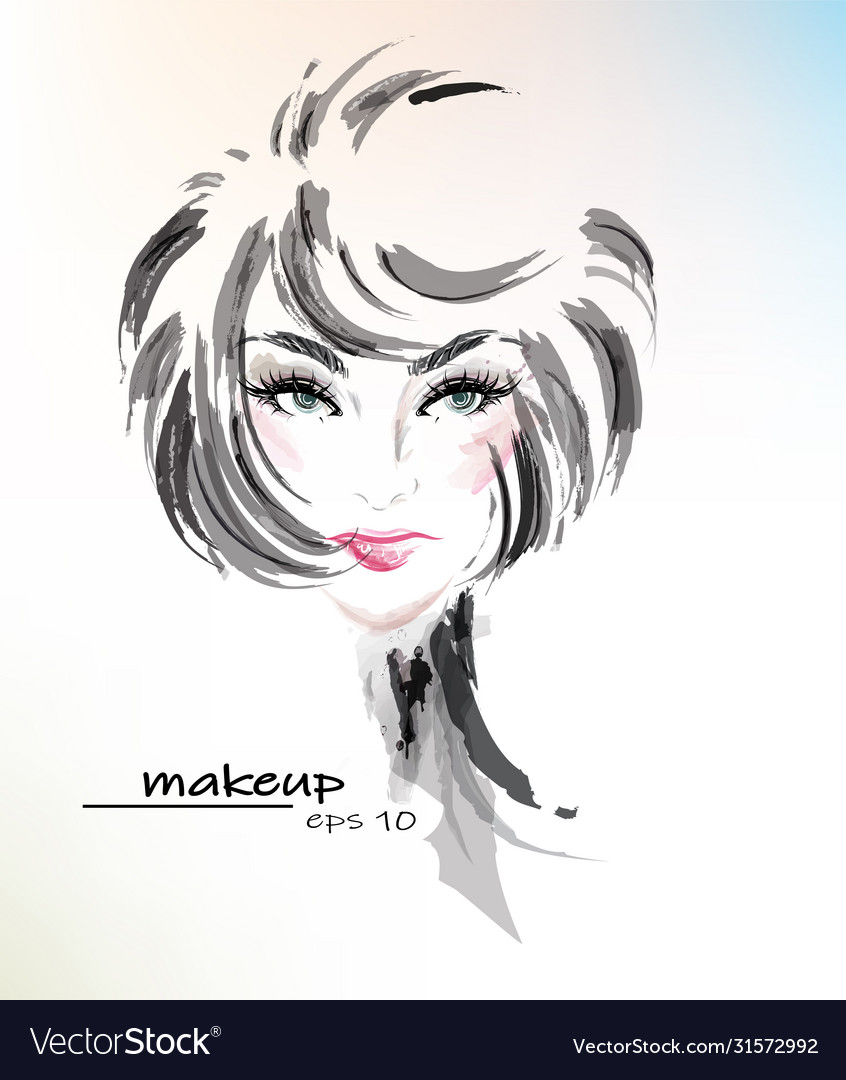Women short hair style water colors Royalty Free Vector Women short hair style water colors Royalty Free Vector
